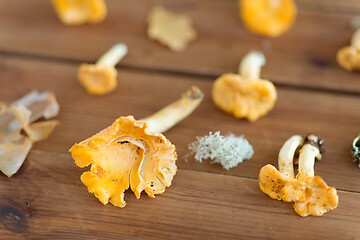 Image showing chanterelles on wooden background