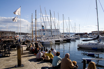 Image showing Relaxing on the wharf