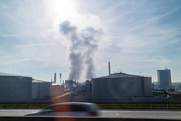 Image showing Strong atmosphere industrial emission above power plant in Budapest, Hungary.