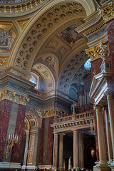 Image showing Architectural style of beautiful interior of Catholic Cathedral with decoration in Budapest.