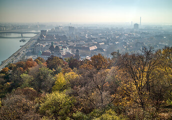 Image showing Beautiful landscape above historical part of Budapest, Hungary.