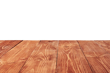 Image showing Retro wooden natural table on a white background can used for expose or montage your products.