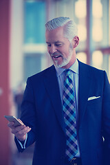 Image showing senior business man talk on mobile phone