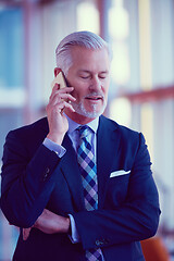 Image showing senior business man talk on mobile phone