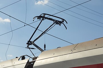 Image showing Train Pantograph Closeup