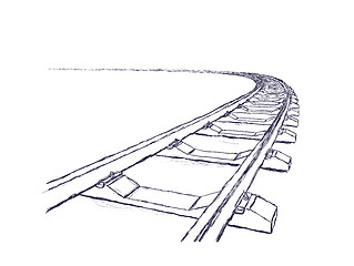 Image showing The railway going forward. 3d vector illustration on a white. Hand-drawn pencil style