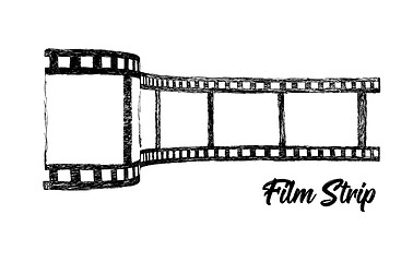 Image showing Film strip vector illustration. Hand drawn 3d style