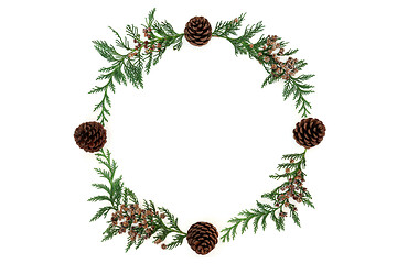 Image showing Cedar Cypress & Pine Cone Wreath