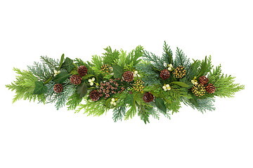 Image showing Winter Greenery with Cedar Cypress Firs