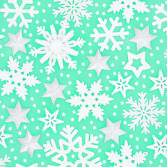 Image showing Winter and Christmas Snowflake and Star Pattern