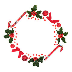 Image showing Christmas Wreath with Holly and Baubles