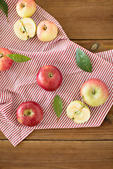 Image showing ripe red apples on wooden table