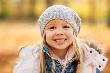 Image showing portrait of happy little girl at autumn park