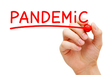 Image showing Word Pandemic Handwritten With Red Marker