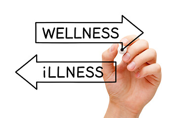 Image showing Illness Or Wellness Opposite Arrows Concept