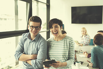 Image showing business People Working With Tablet in office