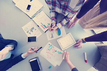 Image showing top  view of business people group brainstorming on meeting