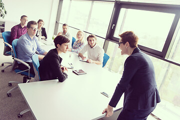 Image showing Group of young people meeting in startup office