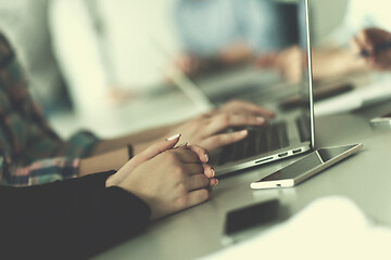 Image showing Group of young people meeting in startup office