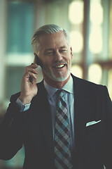 Image showing senior business man talk on mobile phone