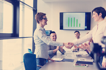 Image showing business womans handshake