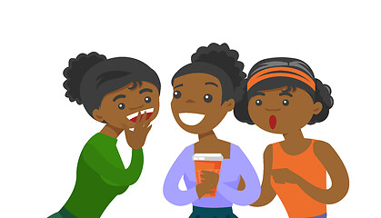 Image showing Young african-american women sharing gossips.