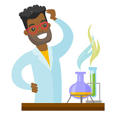 Image showing African student working in laboratory class.