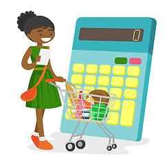 Image showing Young african-american woman is shopping.