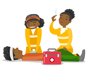 Image showing Doctors doing cardiopulmonary resuscitation.