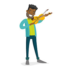 Image showing Young african-american man playing violin.