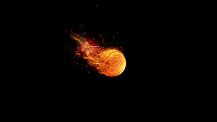 Image showing Tennis ball in fire