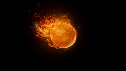 Image showing Golf ball on Fire Burning, motion Blur