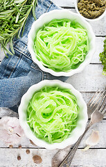 Image showing green noodles from vegetable