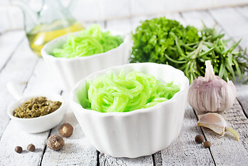 Image showing green noodles from vegetable