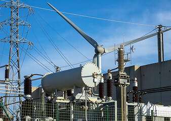 Image showing Wind turbine and electrical equipment