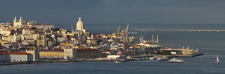 Image showing Lisbon old city center at sunset