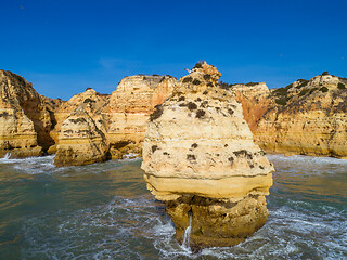 Image showing Rock cliffs and waves in Algarve