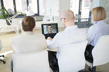 Image showing business team having video conference at office