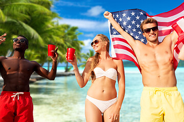 Image showing friends at american independence day beach party