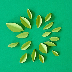 Image showing abstract green paper leaves