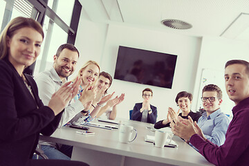 Image showing Group of young people meeting in startup office