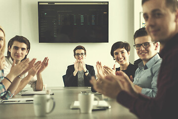 Image showing Group of young people meeting in startup office