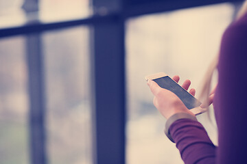 Image showing business woman using smart phone at office