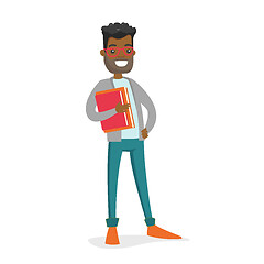 Image showing African-american college student holding books.