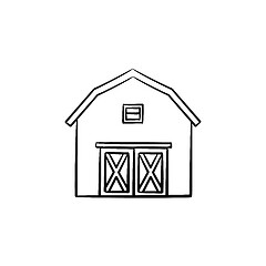 Image showing Farm barn hand drawn sketch icon.