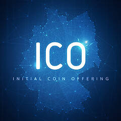 Image showing ICO initial coin offering banner with Germany map.