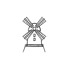 Image showing Windmill hand drawn sketch icon.