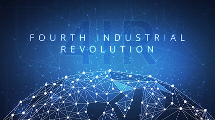Image showing Fourth industrial revolution on hud banner.