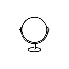 Image showing Round makeup mirror hand drawn sketch icon.