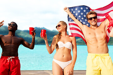 Image showing friends at american independence day beach party